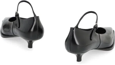 Miu Miu 35 Mary-jane Pumps In Brushed Leather In Black