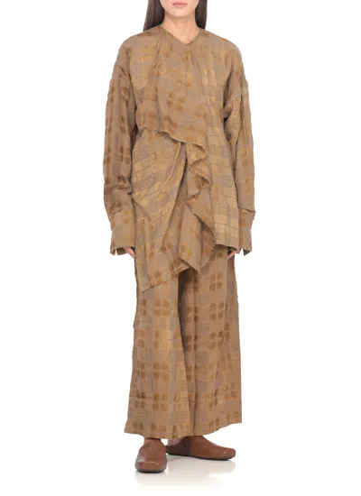 Uma Wang Leather Slippers With Flat Sole And Squared Toe In Animal Print