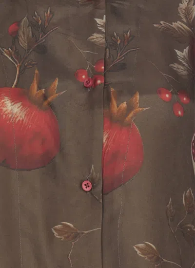 Uma Wang Pomegranate-print Asymmetrical-buttoned Top In Brown