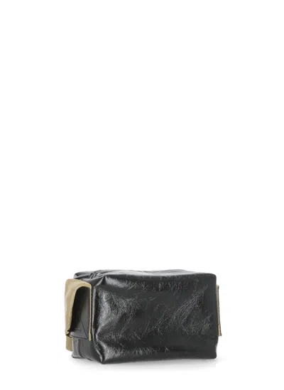 Uma Wang Textured Leather Shoulder Bag With Adjustable Strap In Black