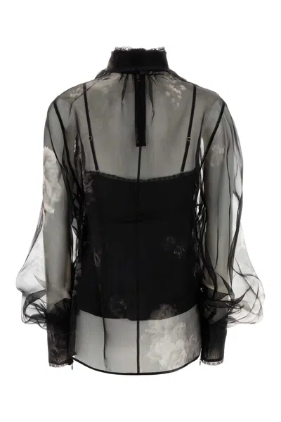Zimmermann Blusa Hypnotic In Organza Stampata Donna In Black