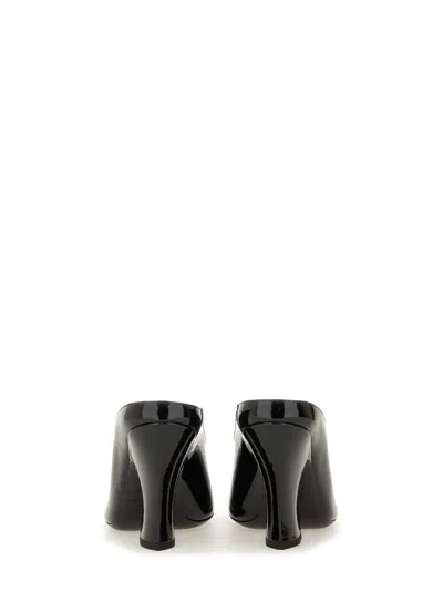 Givenchy Glossy Finish Curved Heel Pointed Toe Mules In Black