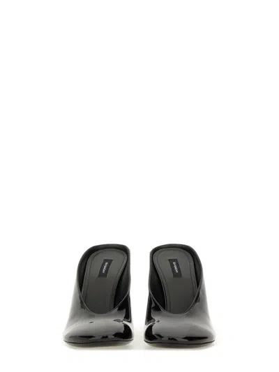Givenchy Glossy Finish Curved Heel Pointed Toe Mules In Black