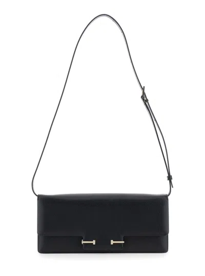 Tom Ford Black Leather Crossbody Bag In Black