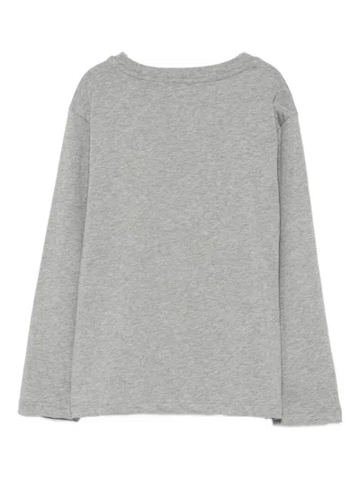 Msgm Logo-print Long-sleeve T-shirt In Gray