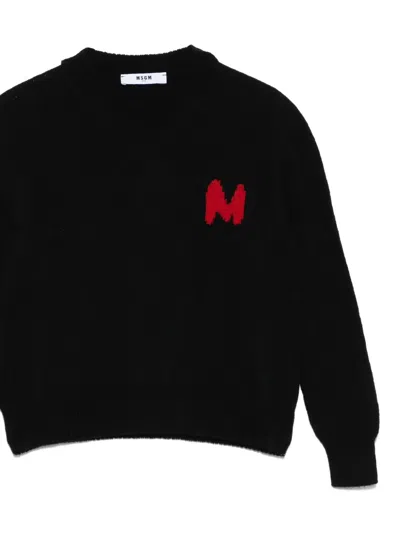 Msgm Logo Cashmere Sweater In Black