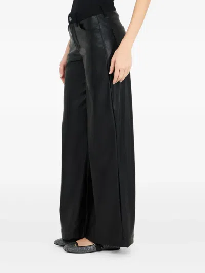 Liu •jo Wide Leg Faux Leather Trousers With Pockets In Black