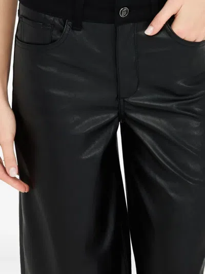 Liu •jo Wide Leg Faux Leather Trousers With Pockets In Black