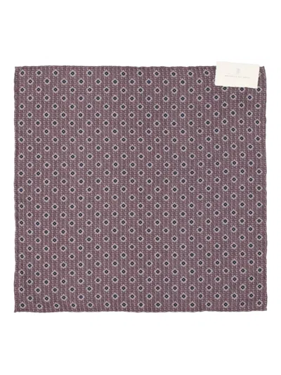 Brunello Cucinelli Geometric-pattern Pocket Square In Purple