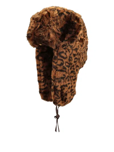 Kangol Leopard-print Trapper Hat In Brown