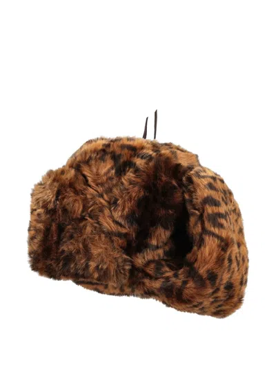 Kangol Leopard-print Trapper Hat In Brown