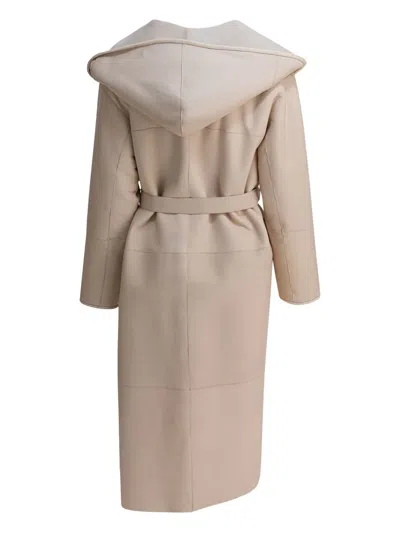 Blancha Hooded Coat With Belted Waist And Pockets In Gray