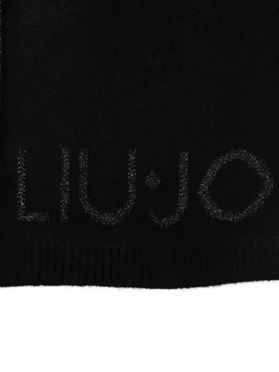 Liu •jo Metallic-logo Scarf In Black