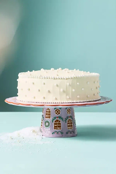 Anthropologie Gingerbread House Stoneware Cake Stand In Multi