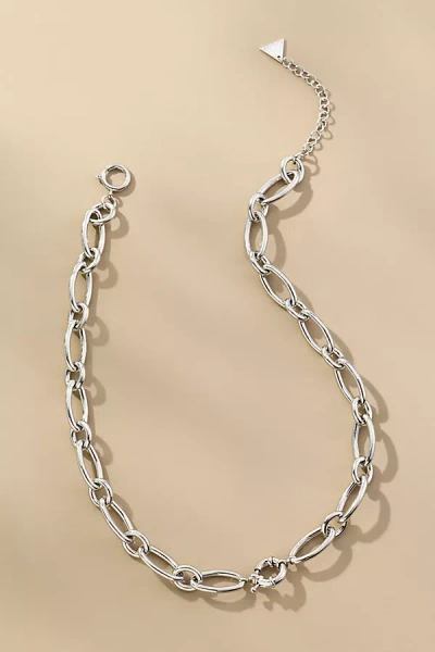 By Anthropologie Linked & Locked Chunky Necklace In Silver