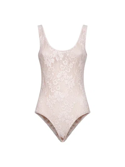 Zimmermann Lace Scoop Bodysuit Clothing In Pink