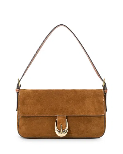 Staud Shoulder Bag With Adjustable Strap And Gold-tone Hardware In Brown