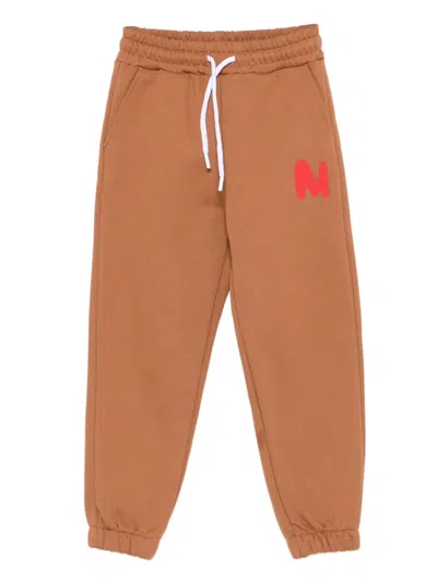 Msgm Logo-print Drawstring Trousers In Brown