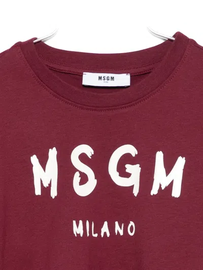 Msgm Logo-print Long-sleeve Top In Red