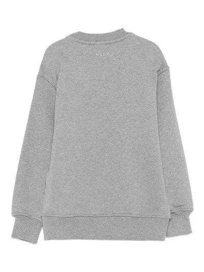 Msgm Abstract-wave Sweatshirt In Gray