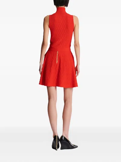 Balmain Textured High Neck Sleeveless Top In Red