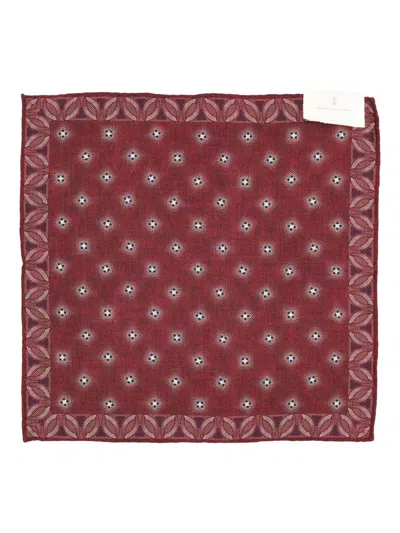 Brunello Cucinelli Geometric-print Pocket Square In Red