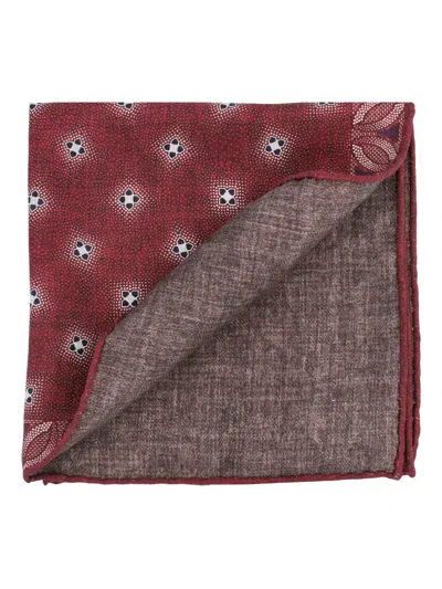 Brunello Cucinelli Geometric-print Pocket Square In Red