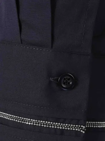 Peserico Embellished-cuff Cropped-hem Shirt In Blue