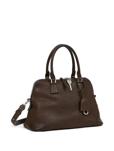 Maison Margiela 5ac Loved To Death Calf Leather Medium Top Handle Bag In Brown