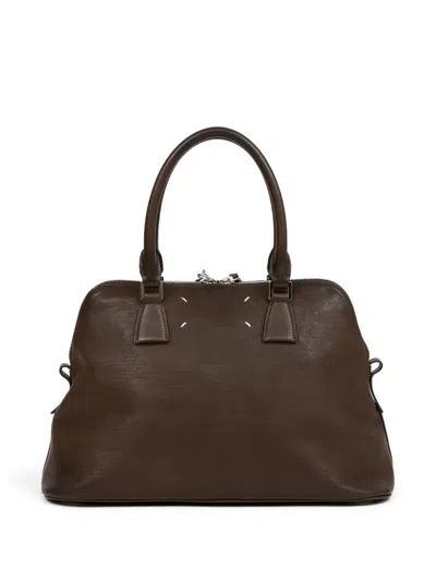 Maison Margiela 5ac Loved To Death Calf Leather Medium Top Handle Bag In Brown