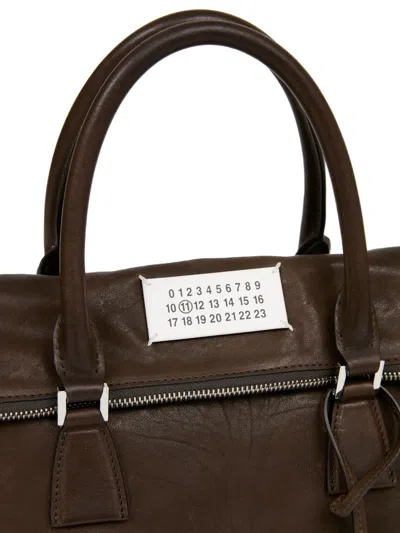 Maison Margiela 5ac Loved To Death Calf Leather Medium Top Handle Bag In Brown