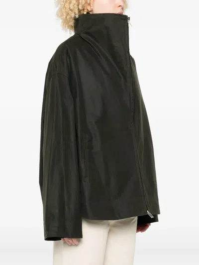 Totême Black Solid Zipped Jacket In Green