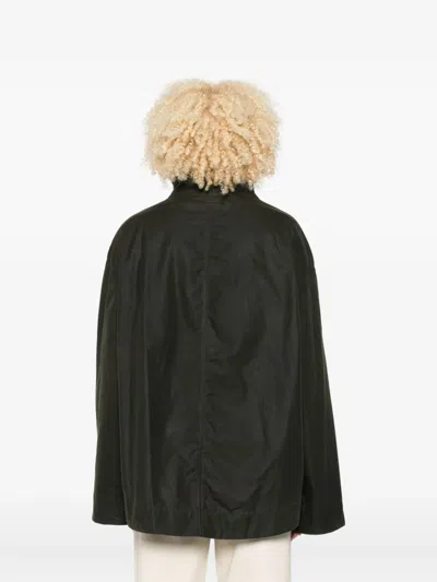 Totême Black Solid Zipped Jacket In Green