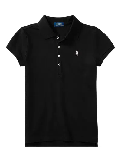 Polo Ralph Lauren Navy Cotton Polo Shirt With Logo In Black