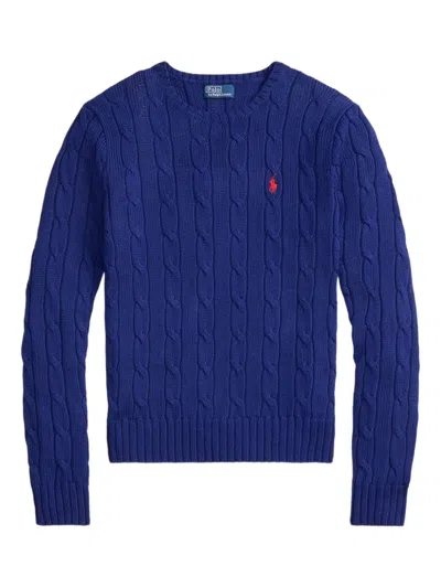 Polo Ralph Lauren Cobalt Blue Cable-knit Sweater In Wool And Cashmere In Blue