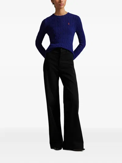 Polo Ralph Lauren Cobalt Blue Cable-knit Sweater In Wool And Cashmere In Blue