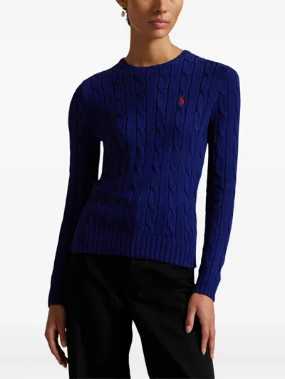 Polo Ralph Lauren Cobalt Blue Cable-knit Sweater In Wool And Cashmere In Blue