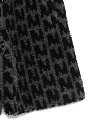 Msgm Monogram Fleece Shorts In Black