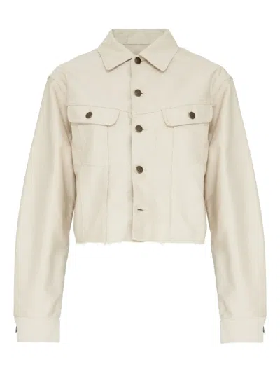 Maison Margiela Cropped Denim Jacket In Neutral