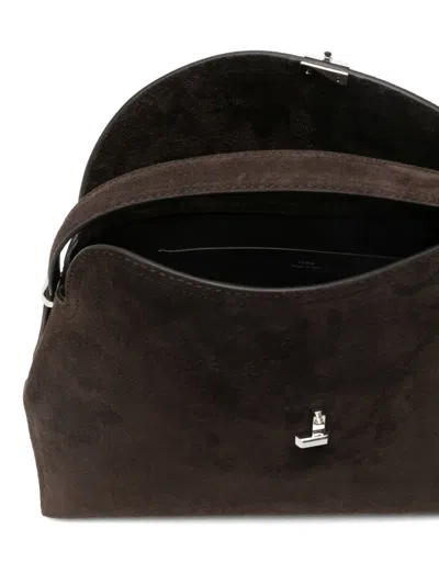 Totême T-lock Suede Top-handle Shoulder Bag In Brown