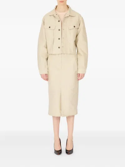 Maison Margiela Cropped Denim Jacket In Neutral