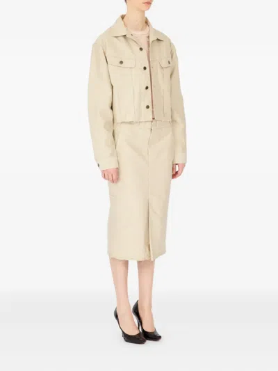 Maison Margiela Cropped Denim Jacket In Neutral