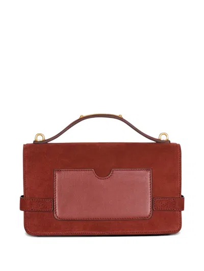 Balmain B-buzz Shoulder 24-suede Leather In Red