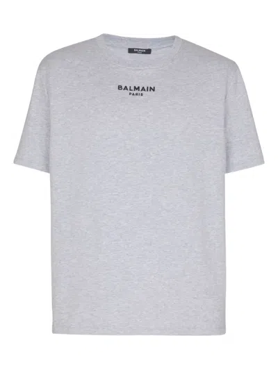 Balmain Embroidered Paris T-shirt In Gray