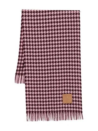 Liu •jo Houndstooth-pattern Fringed Scarf In Burgundy