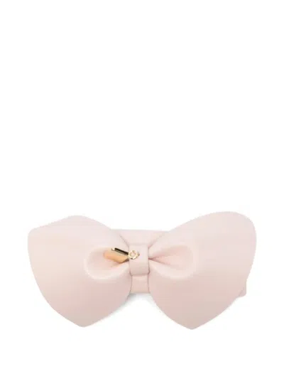 Ferragamo Bow-detail Leather Hair Clip In Pink
