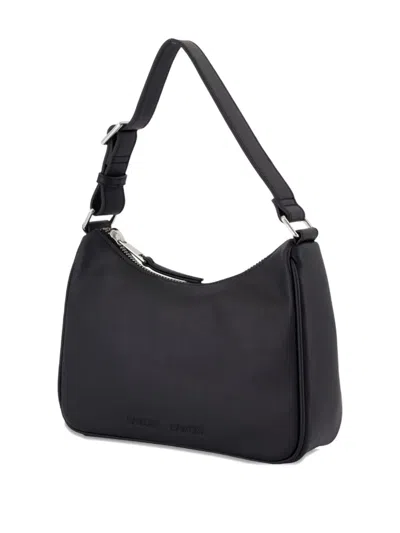 Samsoe & Samsoe Structured Leather Shoulder Purse In Black