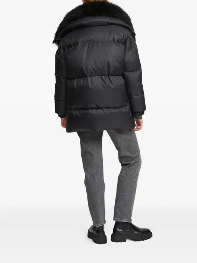 Yves Salomon Army Collection Mid Length Down Jacket In Black