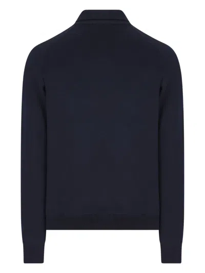 Tagliatore Long-sleeved Buttoned Polo Shirt In Blue