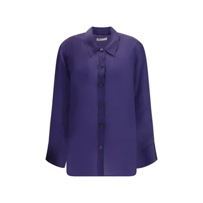 Khaite Herschel Oversized Silk-organza Shirt In Blue